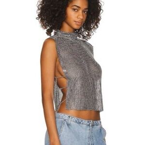 8 Other Reasons Rhinestone Mesh Cowl Neck Top in Black